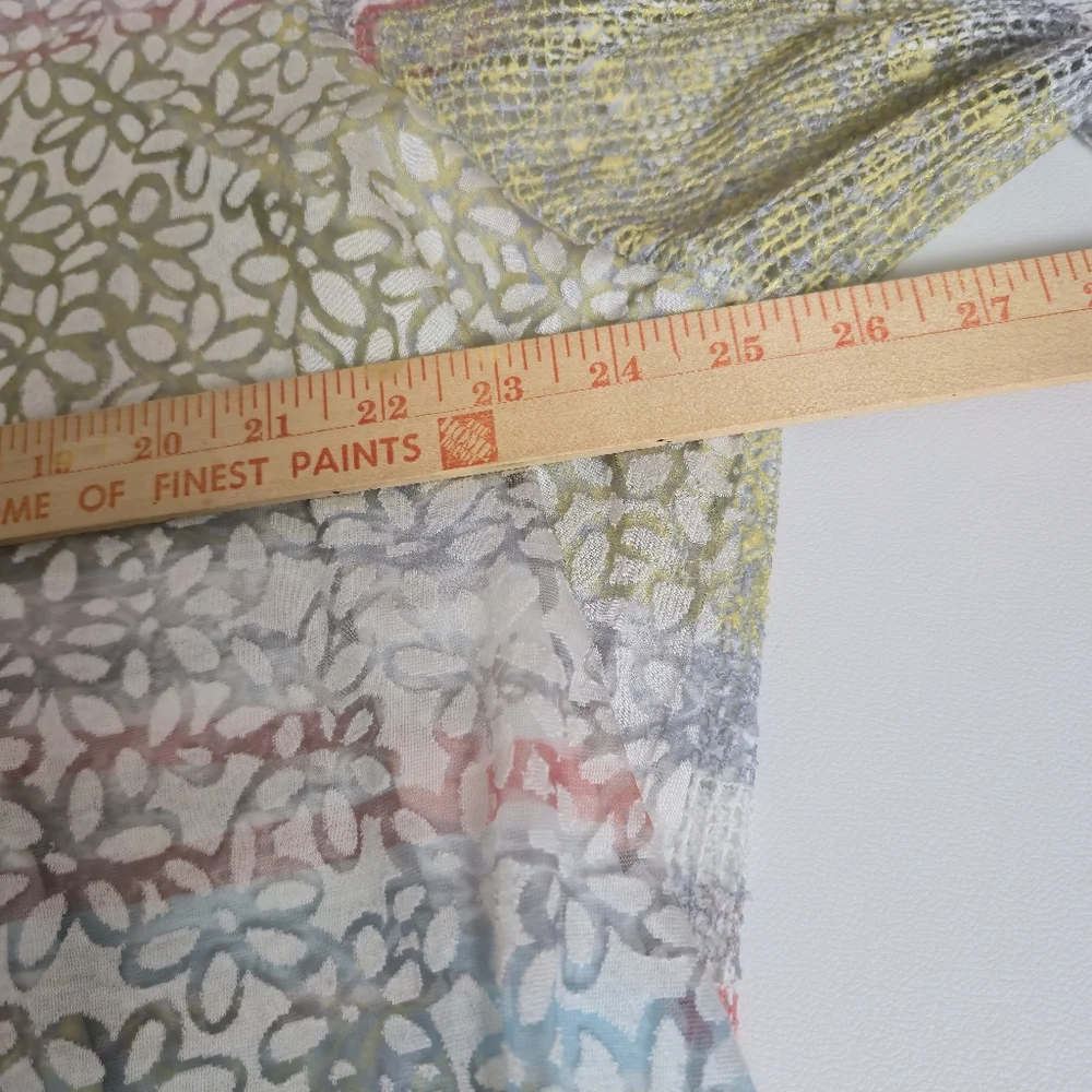 Ali Miles Floral Burnout Mesh Tunic Top Aqua Pastels Flowy Relaxed Layered 2X - Picture 5 of 13